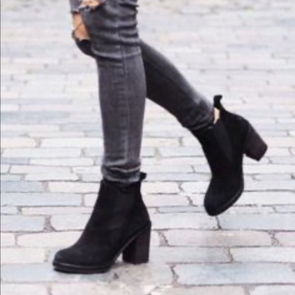 Rag & Bone Waxed Devon Suede Ankle Boots Black - Size EU 37/US 7